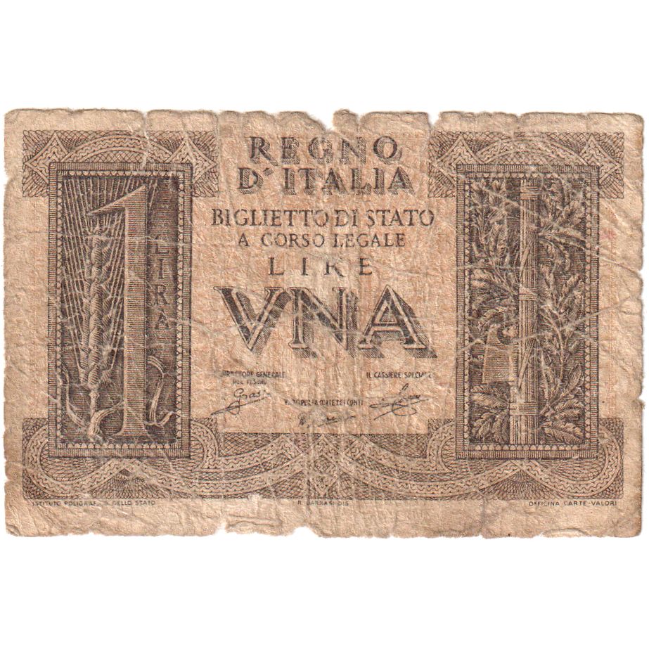 Italia,
1 lira,
14-11-1939