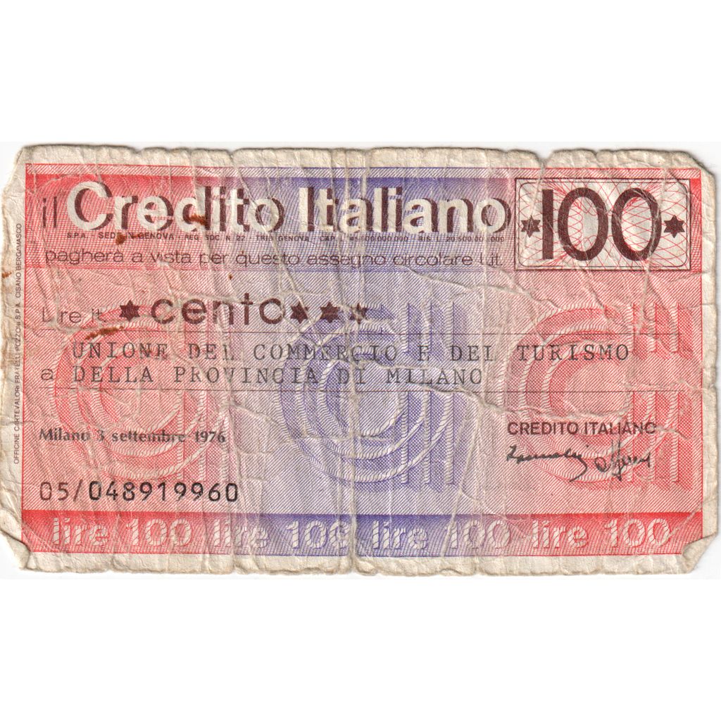 Italia, 
  
  100 lire, 
  
  03-09-1976